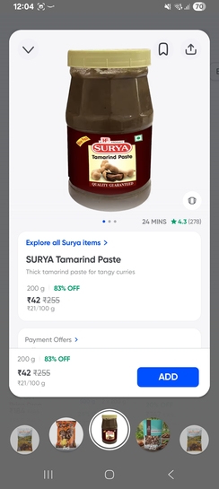 Instamart: 200gm tamarind paste 48 only 