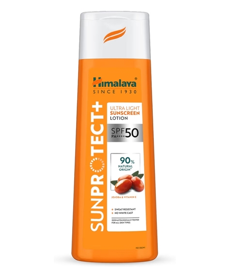 Himalaya Sun Protect+ Ultra Light Sunscreen | Lotion | 90% Natural Origin Ingredients | In vivo tested SPF 50 PA++++ | For face & body | Sweat & Water Resistant | 100 ml