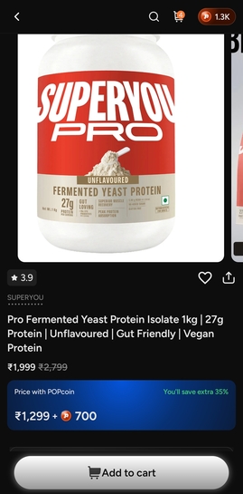 Superyou Pro Fermented Yeast Protein Isolate 1kg | 27g Protein| Unflavoured | Higher Absorption than Plant Protein | Superior Muscle Recovery | Gut Friendly | Vegan Protein | PDCAAS of 1