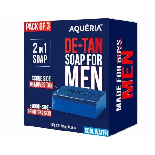 Aqueria De-Tan & Brightening 2-in-1 Bath Soap for Men | 300g (Pack of 3) 