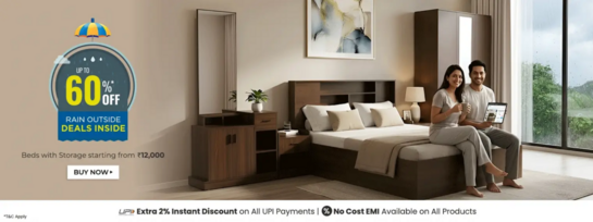 Rain Outside, Deals Inside | Upto 60% Off* | Extra 2% instant Discount on UPI