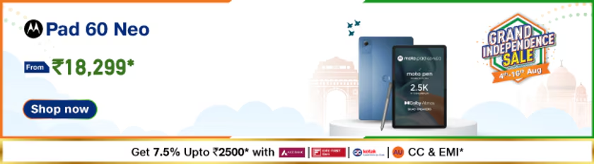 Motorola Pad 60 Neo at Rs.16,926 in JioMart Grand Independence Day