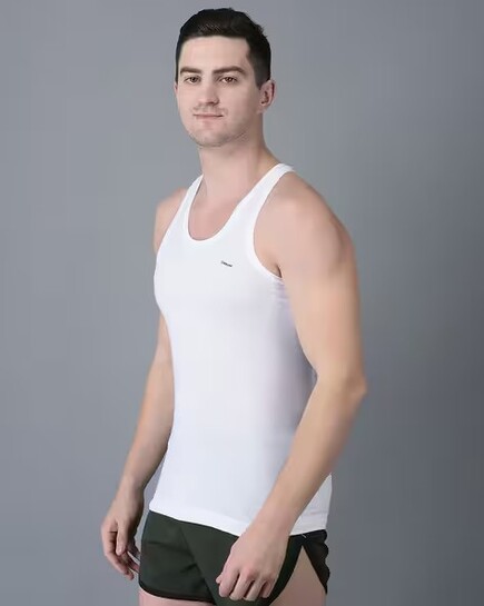 (Pack Of 3) DOLLAR Men Solid Combed Cotton Shrinkless Vest - SIZE-L