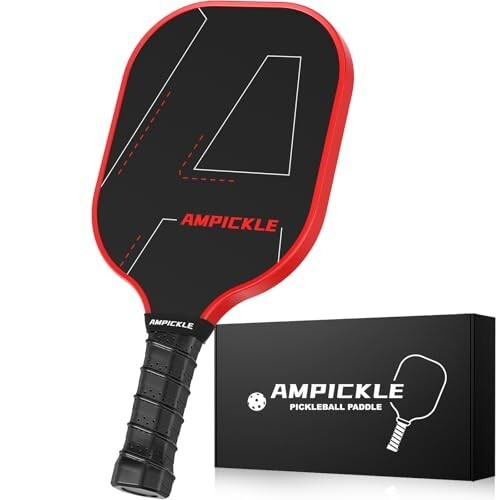 Pickle Ball Paddle,Fiberglass Pickleball Paddle,Frosted Surface Pickleball Rackets, USAPA StandardsOversized Sweet Spot Pickle Ball Paddle for Indoor Outdoor (A-Line Red)
