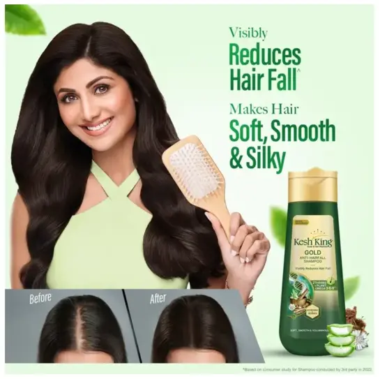 Kesh King Gold Anti Hairfall Shampoo for Soft Smooth & Voluminous Hair - 1 L