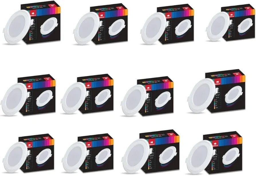 Havells Polycarbonate Luna 6W Downlight for Junction Box Round | | Pack of 12