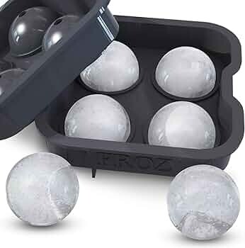BRENSTEN FROZ Sphere Ice Ball Maker - 4 Large 2" Slow Melting Round Ice Balls