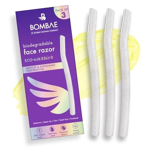 Bombae Reusable & Biodegradable Face & Eyebrow Razors for Women - 3 