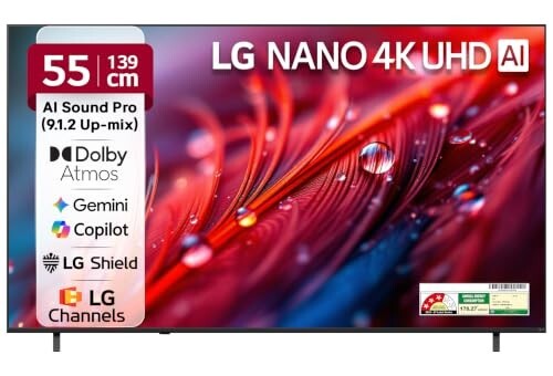 LG 139 cms (55 inches) U8 AI Series 4K Ultra HD (3840 x 2160) Smart webOS LED TV 55NU870BPLA 2026
