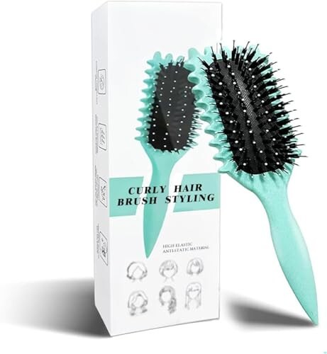 Curly Hair Styling Brush with Soft Bristles, Vented Hair Brush with Pointed Handle for Curl Definition, Hair Sectioning and Everyday Hair Styling