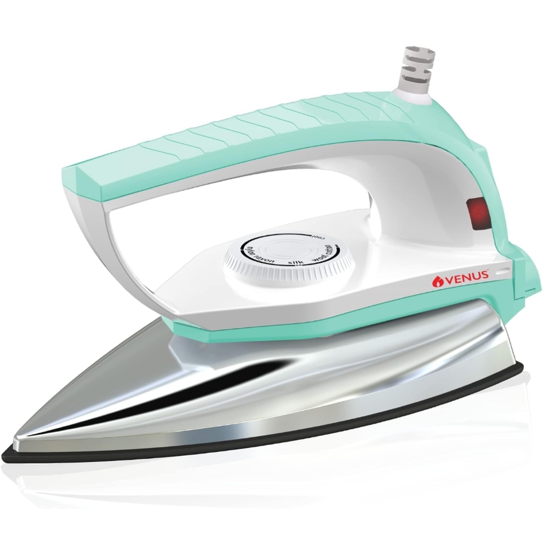 [OOS] Venus Iris 750 Watts Dry iron | ISI | Weilburger Dual Coat Non-stick Soleplate (Jade green) | 750W Compact & Lightweight | Shock-Proof Design | Temp Control | Swivel Cord