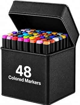 Corslet 48 Alcohol Markers & Color Pens Set | Colour Marker Pen Art Markers Dual Tip Brush & Chisel Alcohol Based Markers