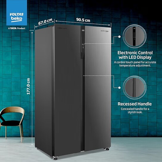 Voltas Beko, A Tata Product 563 L Side by Side Frost Free Refrigerator 