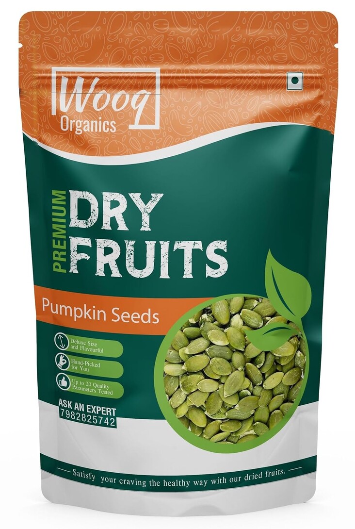 Wooq Organics Jumbo Raw Pumpkin Seeds 1kg Protein and Fiber Rich Superfood