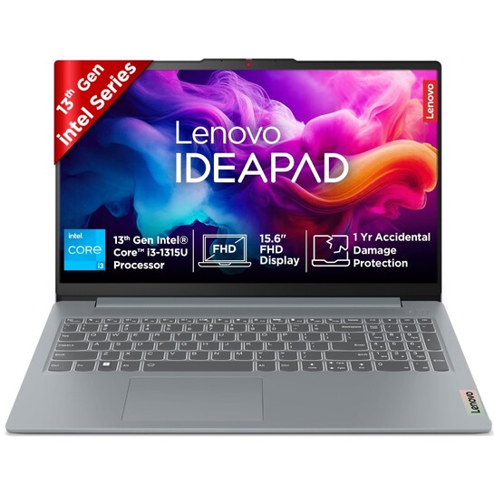 Lenovo IdeaPad Slim 3 13th Gen Intel Core i3-1315U 15.6" (39.6cm) FHD Thin and Light Laptop (8GB RAM/512GB SSD/FHD 1080p Camera/Windows 11/Office 2024/Grey/1.6Kg)