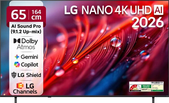 LG AI 164 cm (65 inch) Ultra HD (4K) LED Smart WebOS TV 2026 Edition with NANO Detail Enhancer (9.1.2 ch)
