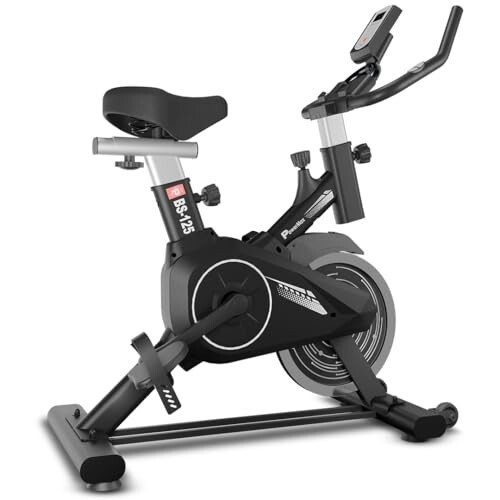 PowerMax Fitness BS-125 Spin Exercise Bike For Home Use,16Mm 6Kg Flywheel,Black