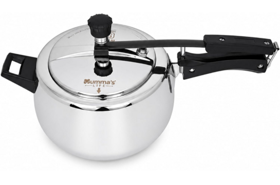 Mumma's LIFE Cooker 3 ltr | Heavy-Duty Silver Pressure Cooker with Inner Lid | Cool-Touch Handles | ISI Certified Lock System | Induction & Gas Stove Compatible
