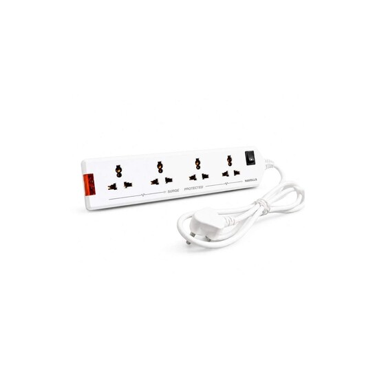 Havells 4 Way Extension Board With Surge & Spike Protection|For Power Requirements Up To 1440W |1.5 Mtr ISI Certified Copper Wire| LED Indicator