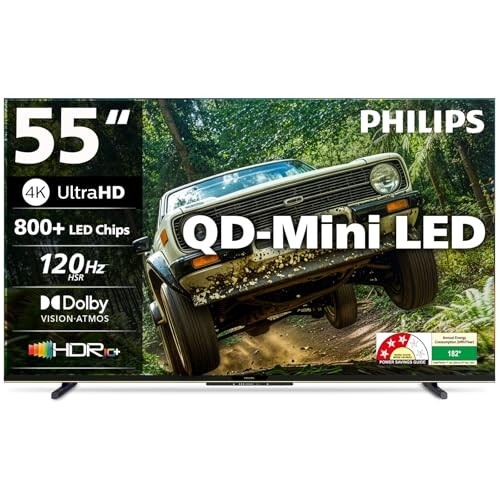 PHILIPS 138 cm (55 inches) 4K Ultra HD QLED Smart QD-Mini LED Google TV 55MLED610/94
