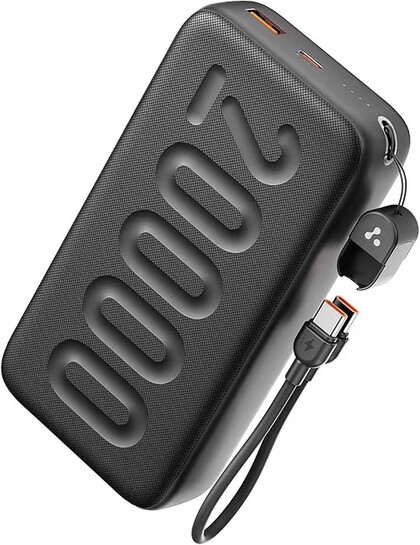 Ambrane 20000mAh Powerbank with in-Build Type C Cable, 22.5W Fast Charging, USB & Type C Output