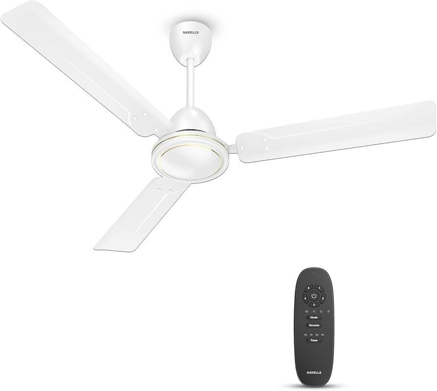 Havells 1200mm Ambrose DX BLDC Motor Ceiling Fan for Home | Remote Controlled, High Air Delivery Fan | 5 Star Rated, Upto 60% Energy Saving| Power: 380 RPM| 2 Year Warranty