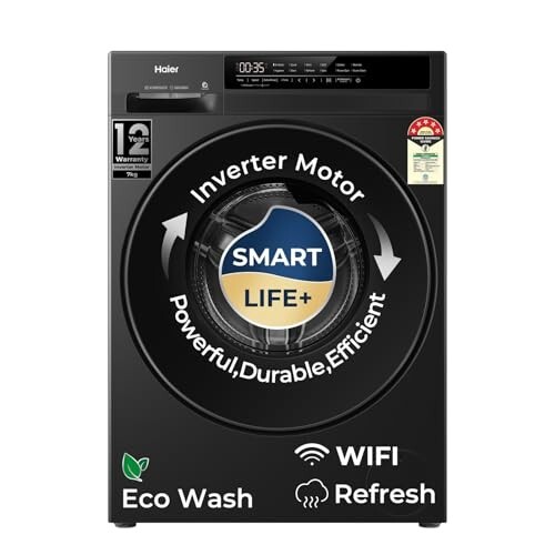 Haier 7 Kg AI One Touch, AI Smart Wash, PuriSteam, 525mm Super Drum, Heater,WI-FI, Fully Automatic Washing Machine