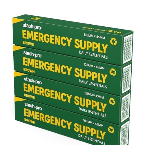 Stash-Pro Emergency Supply – 4 Brown Rolling Papers + 4 Tips per Booklet, Pack of 4 (10 Booklets Each)