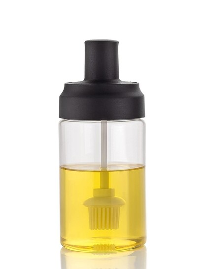 Oil Bottle with Brush for Cooking - 325ml Heat Resistant Oil Dispenser, Ghee & Liquid Storage Container 