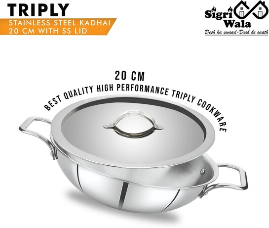 Live store : Sigriwala Triply Kadhai 26 cm diameter with Lid 3.3 L capacity