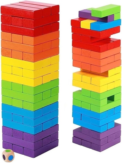 Toy Imagine 54 Pcs Colourful Wooden Blocks | Balancing Game | Montessori | Boys Age 7-14