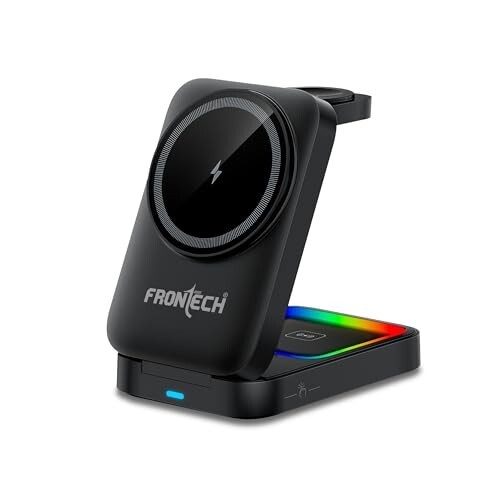 Frontech 3-in-1 Magnetic Wireless Charger with Night Light | Fast Charging | Type-C Input | Foldable Stand | for iPhone, AirPods & Apple Watch | 1 Year Warranty (CCH-0017B)