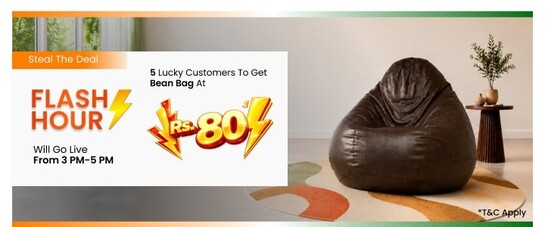 Pepperfry | Flash Deal - XXL Bean Bag with Beans at Rs. 80 | Sale goes live at 3 pm
