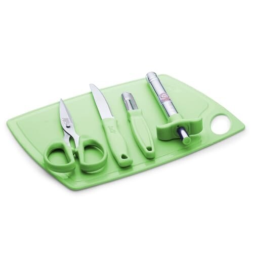 Anjali 5-Piece Kitchen Tool Set – 1 Chopping Board, 1 Knife, 1 Peeler, 1 Scissor, 1 Lighter – Essential Cooking & Food Prep Accessories for Home