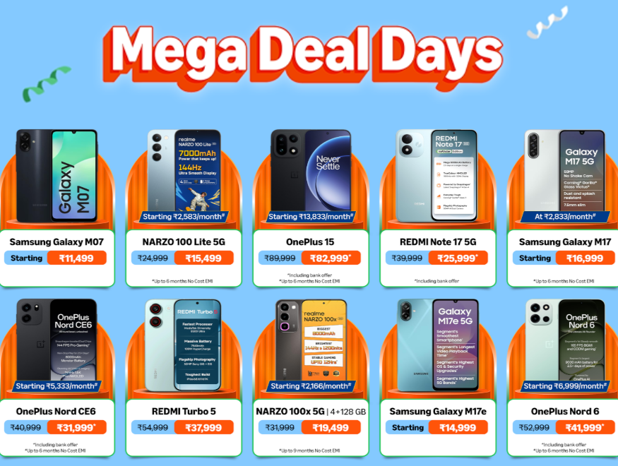 Amazon Mega Deal Days Smartphone Prices on Samsung, OnePlus & more