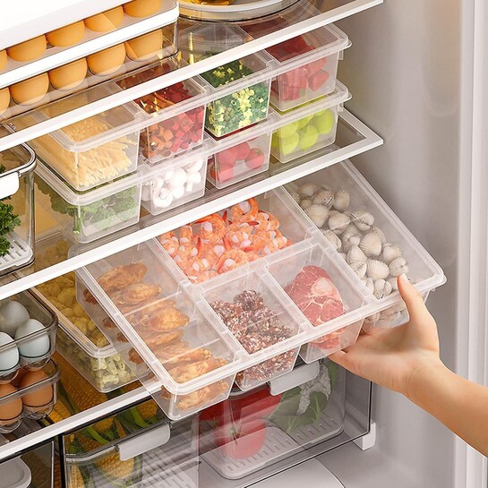 Plastic Veggie Tray with Lid – 5 Compartment Snackle Box & Food Container | Clear Divided Serving Tray for Fruits, Vegetables, Salads, Meal Prep | Fridge Organizer | BPA-Free (Pack of 1)