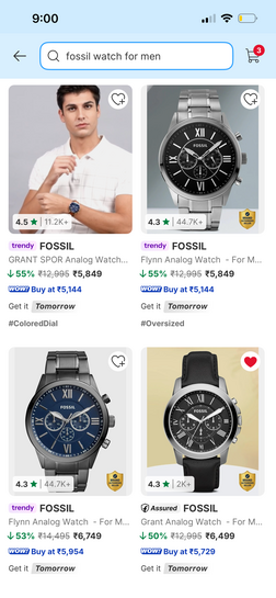 Fossil watches at min 50 percent discount at flipkart 