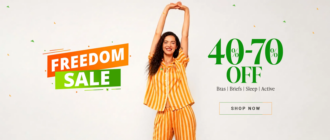Clovia - Freedom Sale | 40%  - 70% Off on Bras|Briefs|Sleep|Active