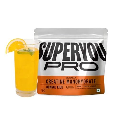 SuperYou Pro Micronized Creatine Monohydrate Powder | Orange Kick | 112g | 33 Servings