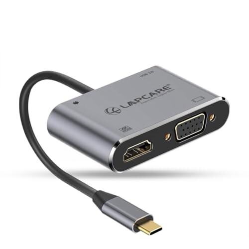 Lapcare LC411 USB-C USB Hub/Docking Station(4-in-1) with 4K 30Hz HDMI, USB 3.0, VGA, Type-C Data, PD Charging, Type-C Plug for Laptop, Mac,PC
