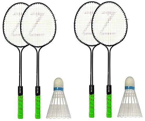 Klapp Zigma Badminton Set; Pack of Four Badminton Set with 2 Pcs Shuttlecock with Cover