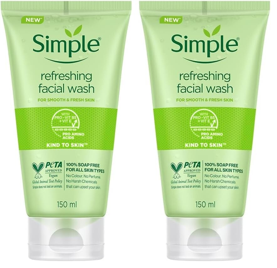 Simple Kind To Skin Refreshing Facial Wash 150 ml (Pack of 2)