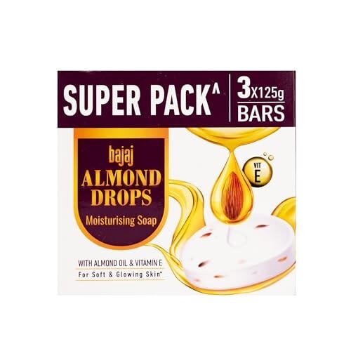 Bajaj Almond Drops Moisturising Soap, 125 gm (Pack of 3)