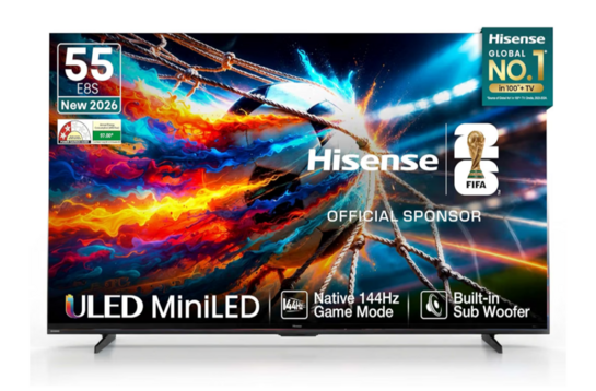 Hisense 139 cm (55 Inches) ULED MiniLED Smart AI TV | 144Hz Game Mode | 61W Speakers (Built-in Subwoofer) | World Fastest TV OS - VIDAA | 55E8S (Black)
