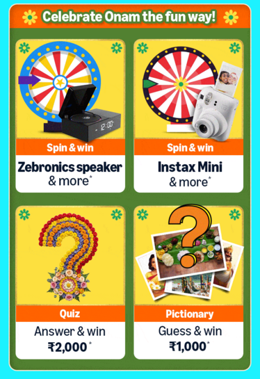 Amazon Funzone Onam Special Games (Spin and Win, Quiz)