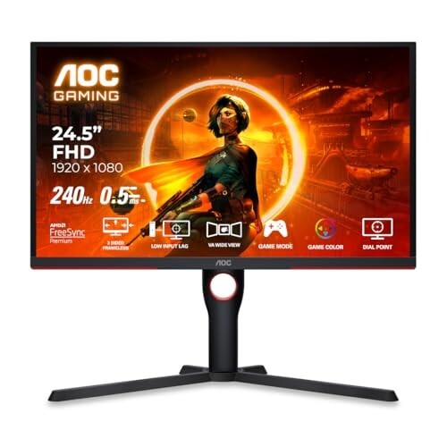 AOC 24.5" FHD Gaming Monitor – 240Hz, 1ms GTG, FreeSync Premium