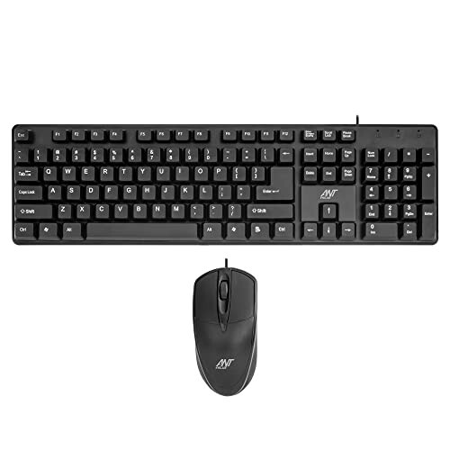 Ant Value FKBRI02 Wired Keyboard and Mouse Combo,Full-Size Keyboard and Mouse Combo- Black