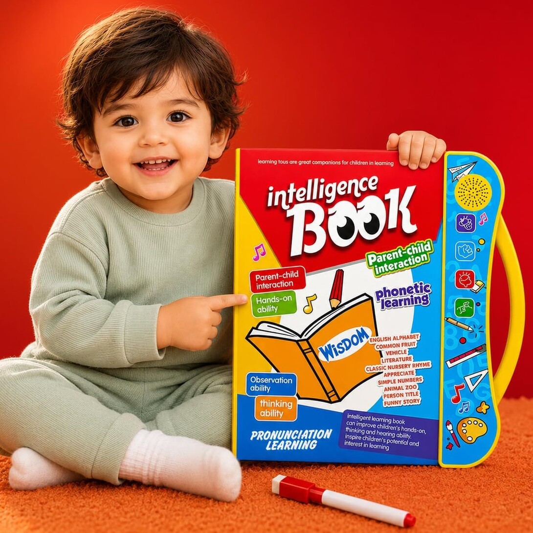 IntelliPlay Book for Kids | Intelligent Book with Alphabets, Numbers, Shapes & Phonics | Interactive Sound Book with Marker | Screen Free Learn & Play Sound Book for Kids 2-8 Years