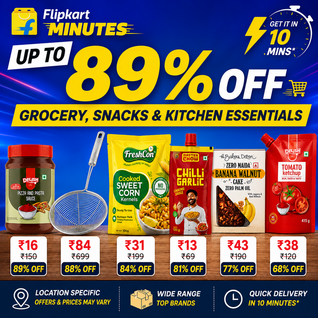 Minutes: Up to 89% OFF on Grocery, Snacks & Kitchen Essentials