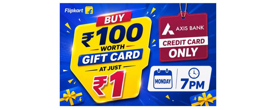 Crazy Flash Sale : Buy ₹100 Worth Gift Card at Just ₹1 